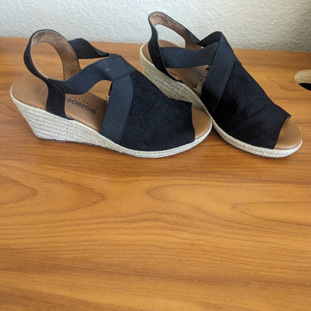 Sonoma Women's Chorale Black Wedge Sandals slingback Size 8
